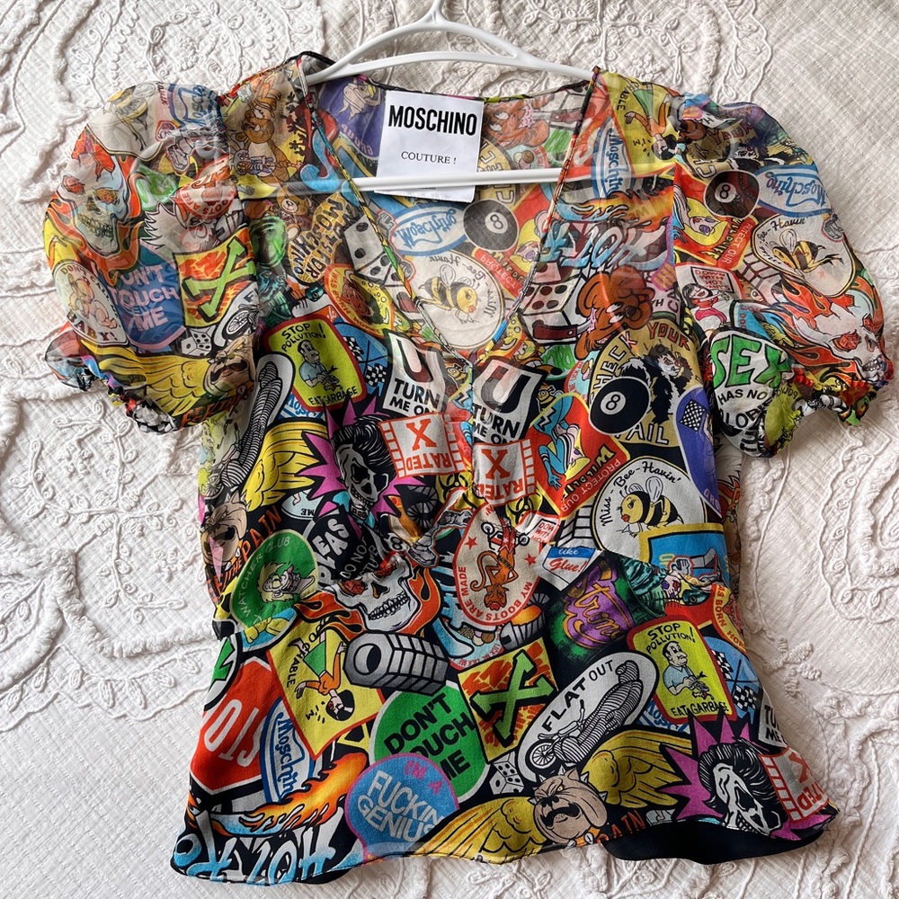 Moschino Couture Graphic Mesh Top
